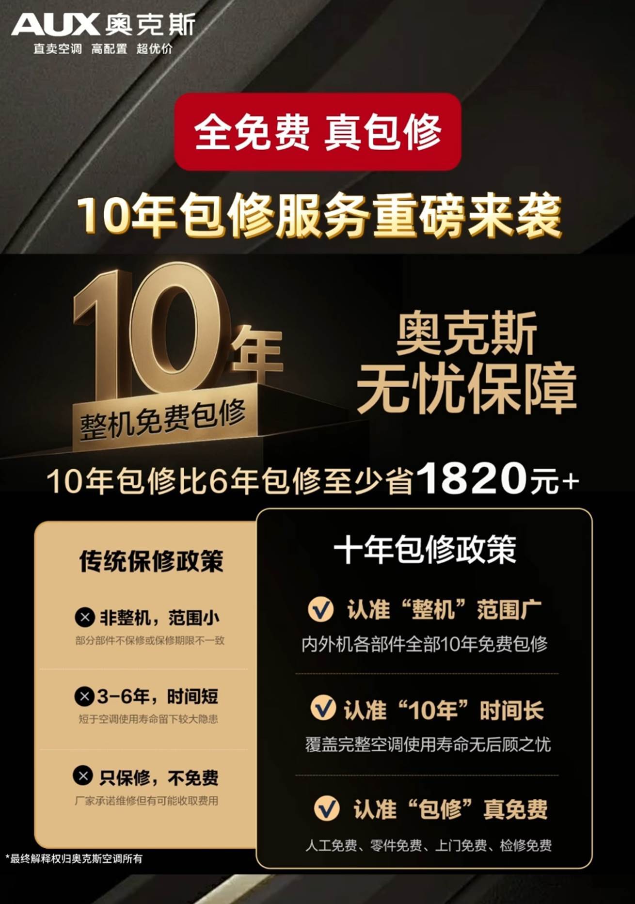 整机免费包修” 推动空调服务标准升级爱游戏app体育奥克斯推出“10年(图1)